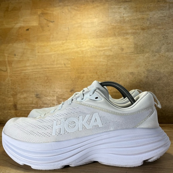 Hoka One One Bondi 8 REFLECTIVE Mens Size 10 Running Shoes Sneakers White - Picture 4 of 12